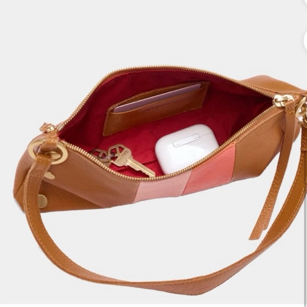 Hammitt Tan Leather Crossbody with Pink and Coral Stripes - Picture 11 of 16
